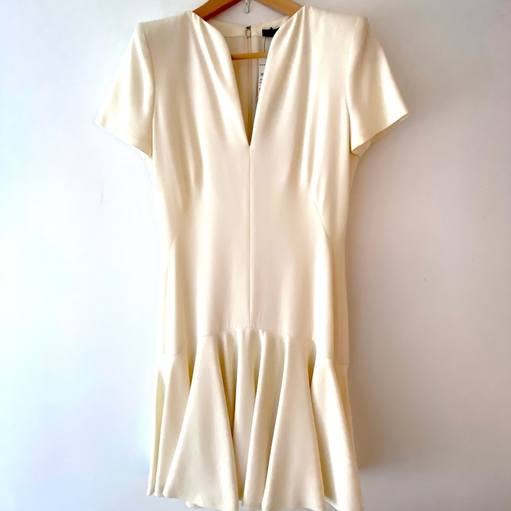 NWT ALEXANDER MCQUEEN SIGNATURE STYLE SHOULDER, FLIP HEM DRESS
